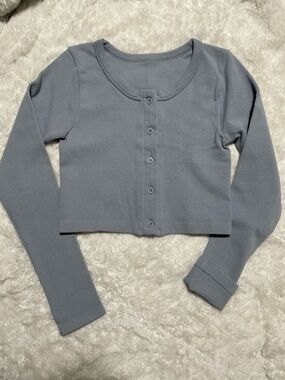 SHEIN Long Sleeve Button Up Crop Top